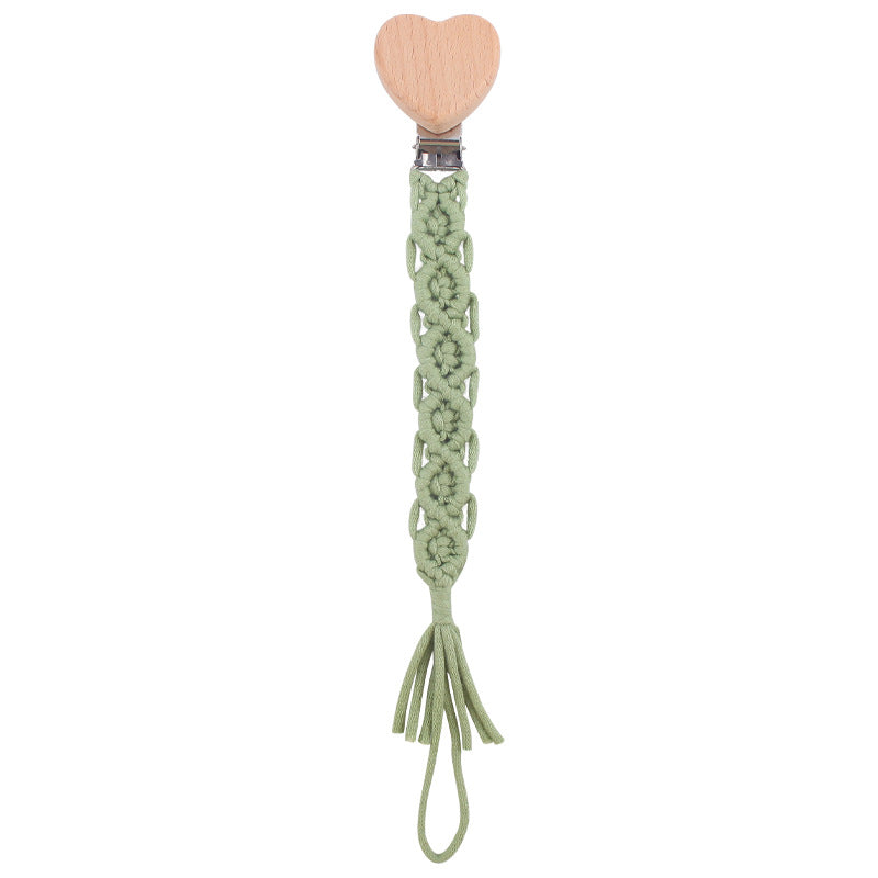 Catenina in Cotone Intrecciato Macramé con Clip in Legno a Cuore
