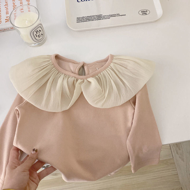 Blusa Bambina con Maxi Colletto Plissettato