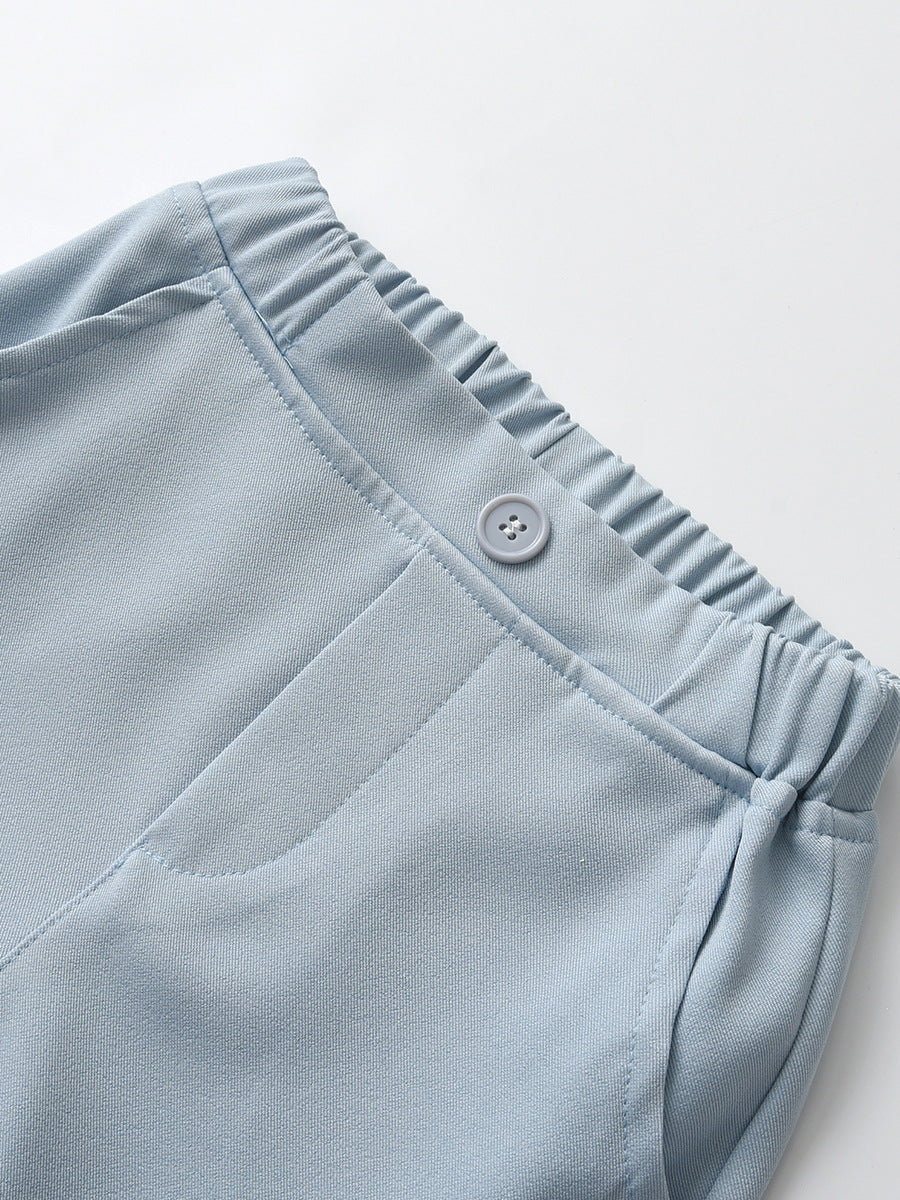 Completo Elegante Bambino Camicia, Gilet, Papillon e Pantaloni Azzurri