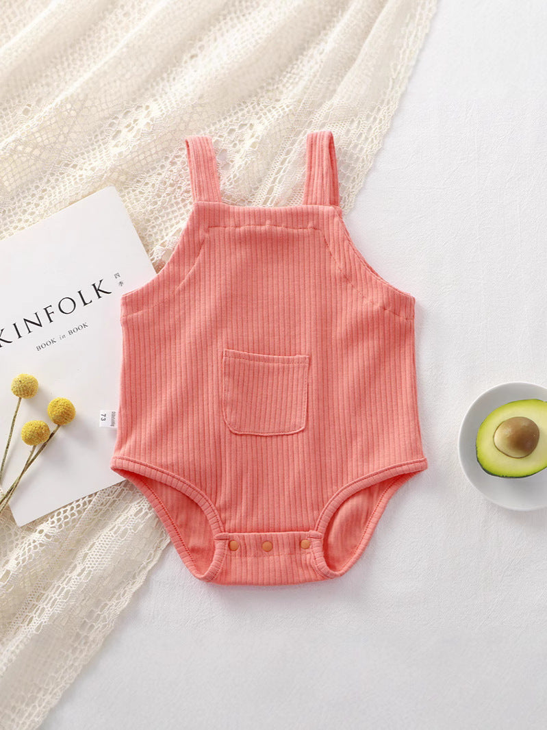 Body estivo neonato a costine con bretelle