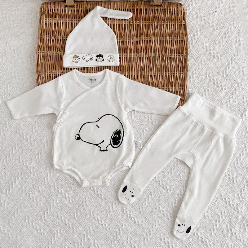 Set 3 Pezzi in Cotone Snoopy Neutro