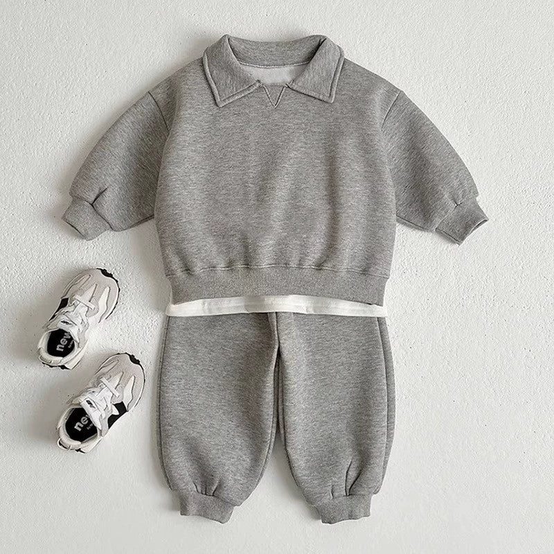 Tuta unisex in Cotone Rosa 2 Pezzi con Colletto a Punta