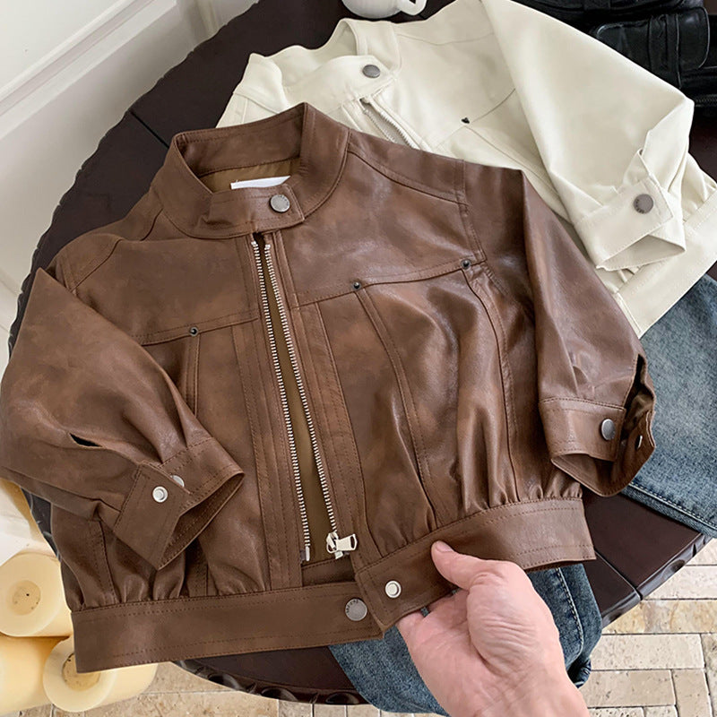 Giacca Biker Bimbo in Ecopelle Look Moto Chic