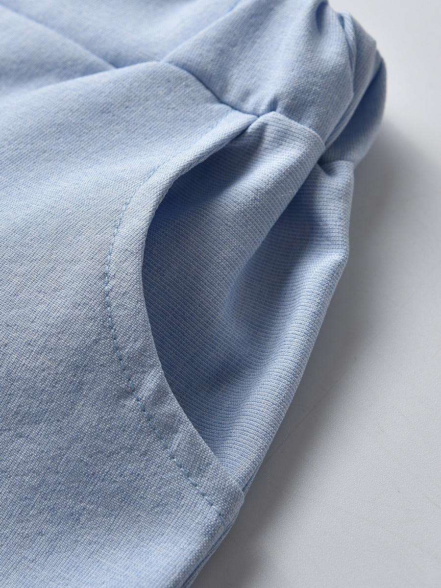Completo Elegante Bimbo "Little Gentleman" Camicia, Gilet, Papillon e Shorts Azzurri