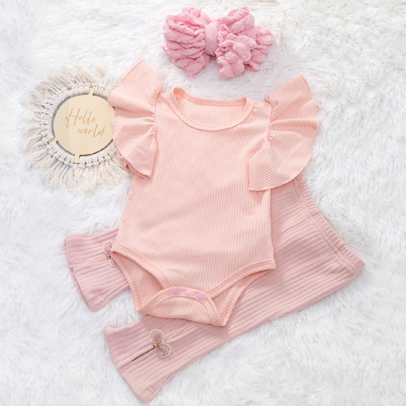 Completo 3 Pezzi Bimba Body Volant + Leggings + Fascia