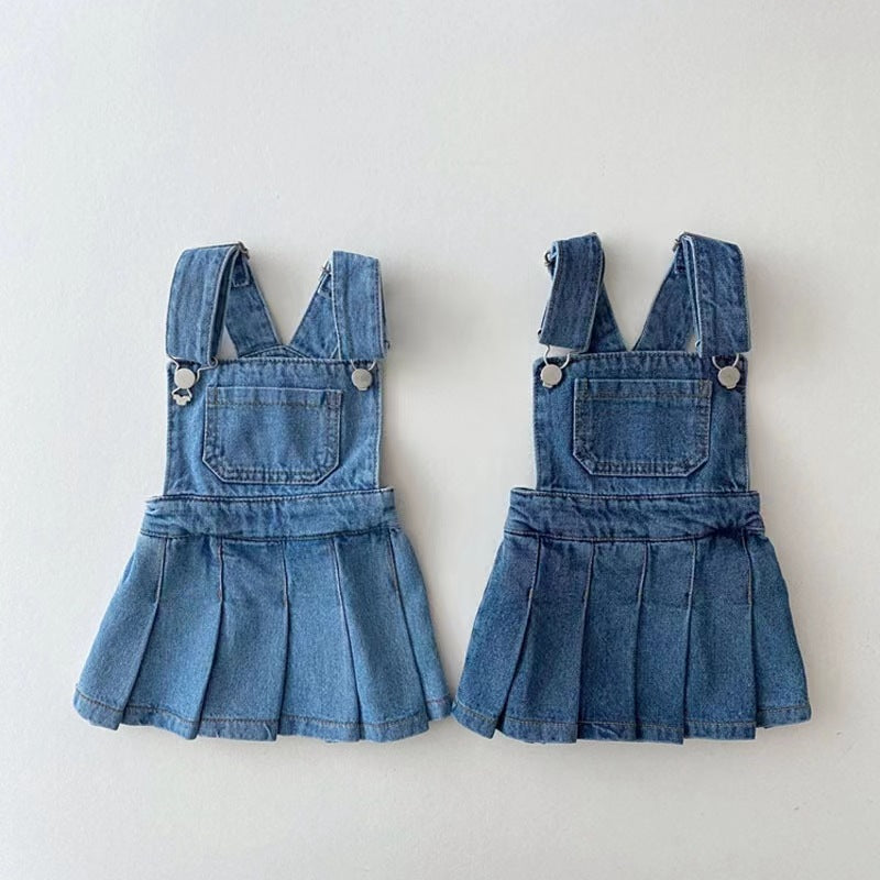 Salopette Gonna in Denim per Bambina Stile Casual Chic