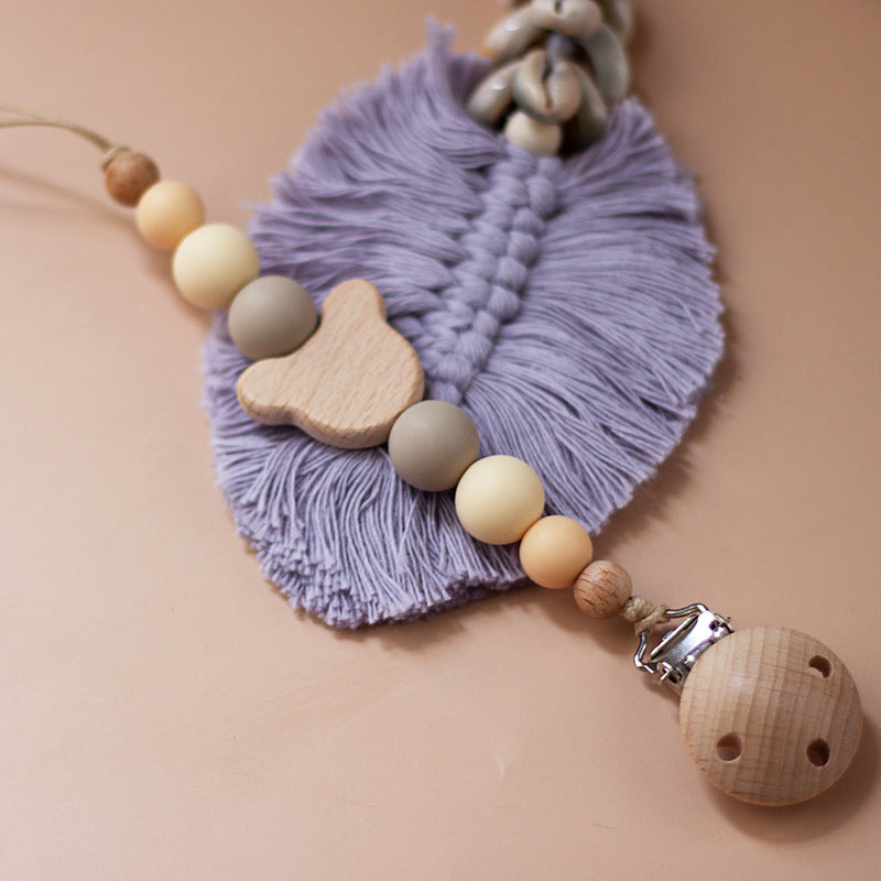 Portaciuccio in Legno e Silicone Orsetto – Design Naturale con Perline