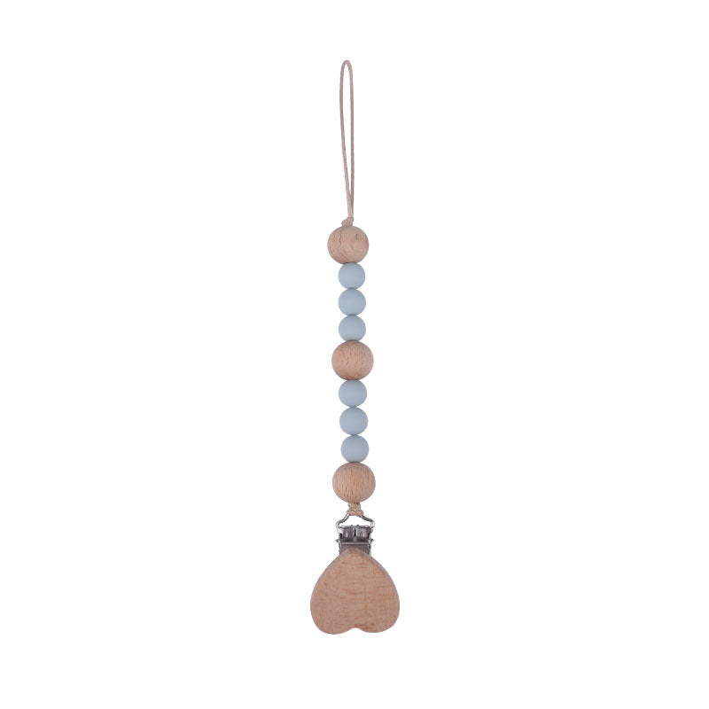 Portaciuccio in Legno e Silicone Cuore– Design Naturale con Perline