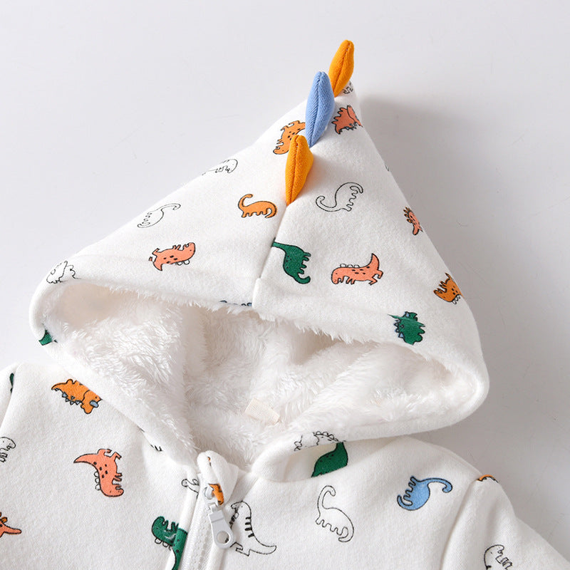 Tuta Invernale Neonato/ Bimbo con Cappuccio Dinosauro