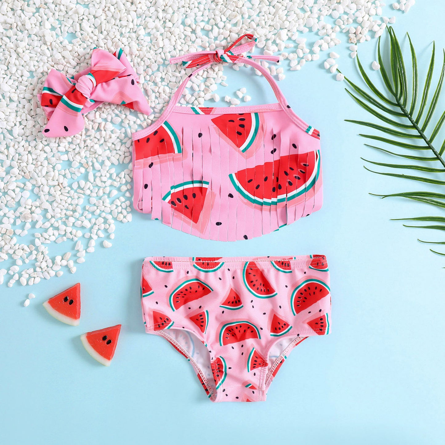Costume bambina 3 pezzi Fantasia Anguria Rosa