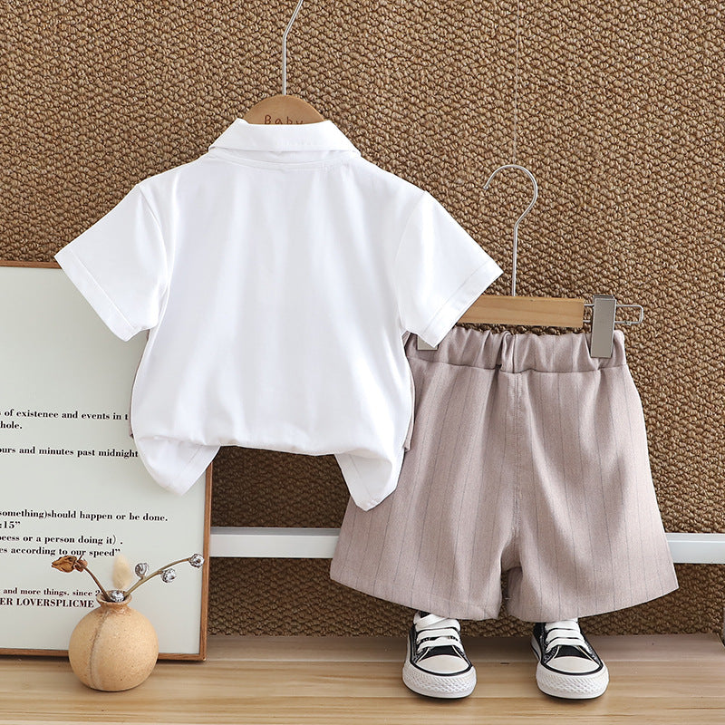 Completo Elegante Estivo Bimbo Camicia, Gilet, Papillon e Pantaloncini