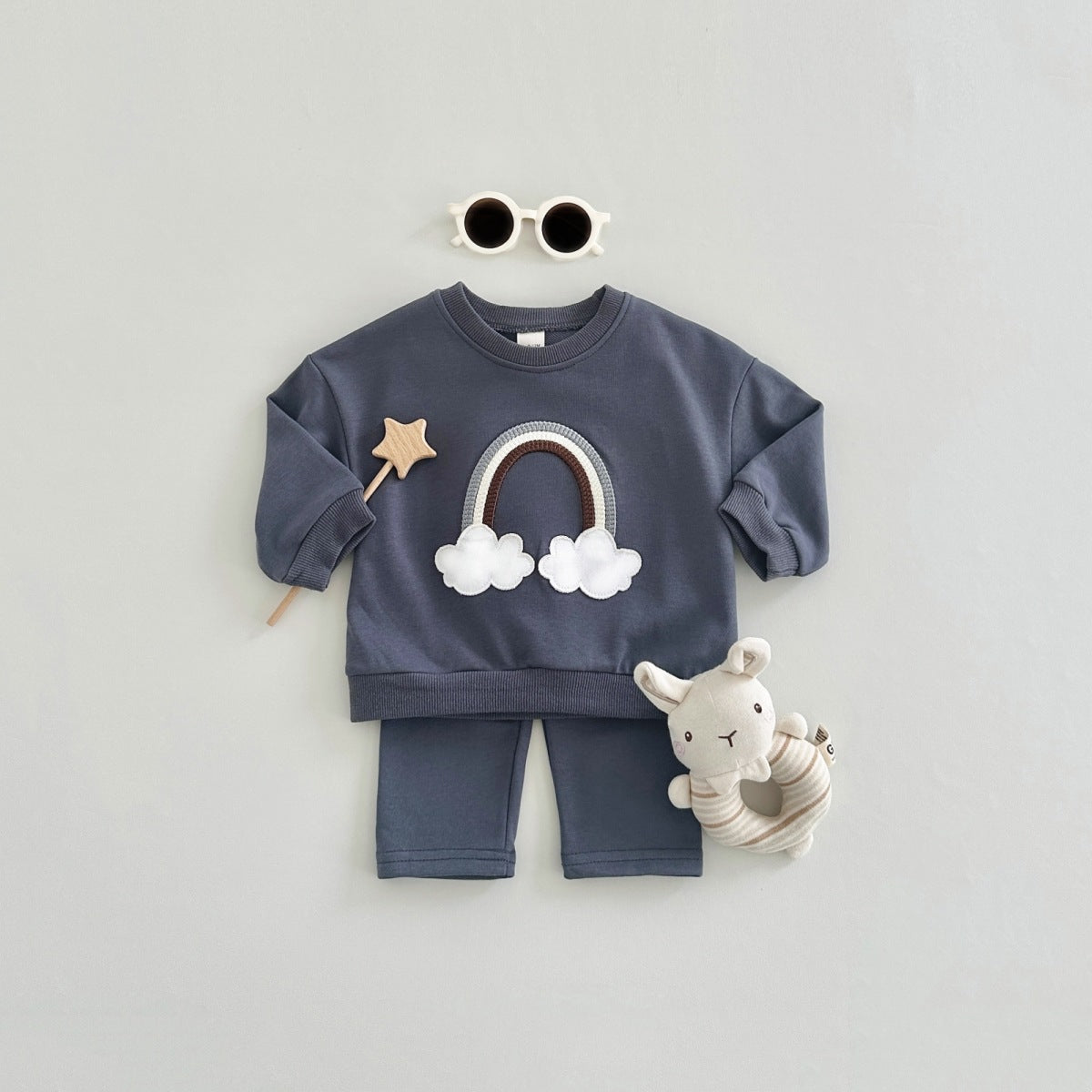 Tuta Neutro “Arcobaleno & Nuvole” 2 Pezzi Unisex in Cotone Morbido