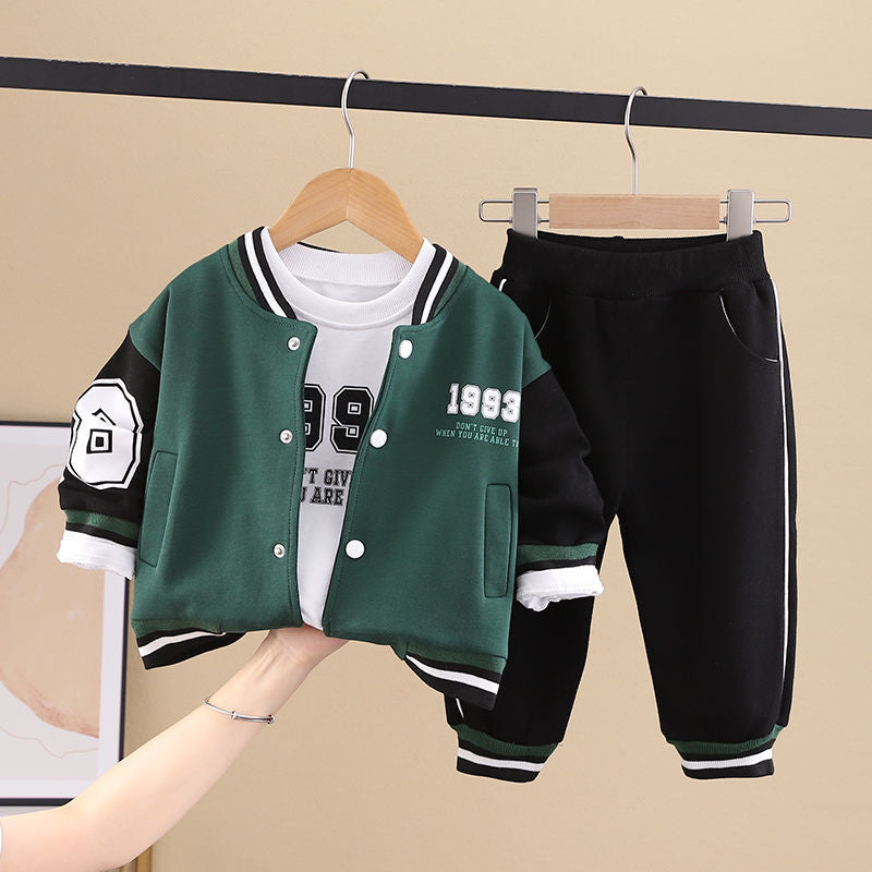Bambino 3 Pezzi Giacca College, T-Shirt e Pantaloni Sportivi | Stile Casual