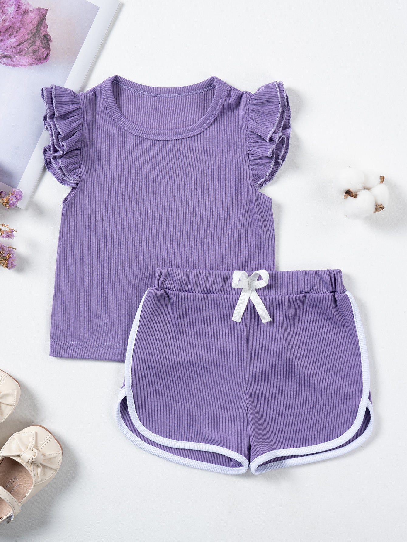Completo Estivo Bambina – Maglietta con Volant e Shorts Coordinati