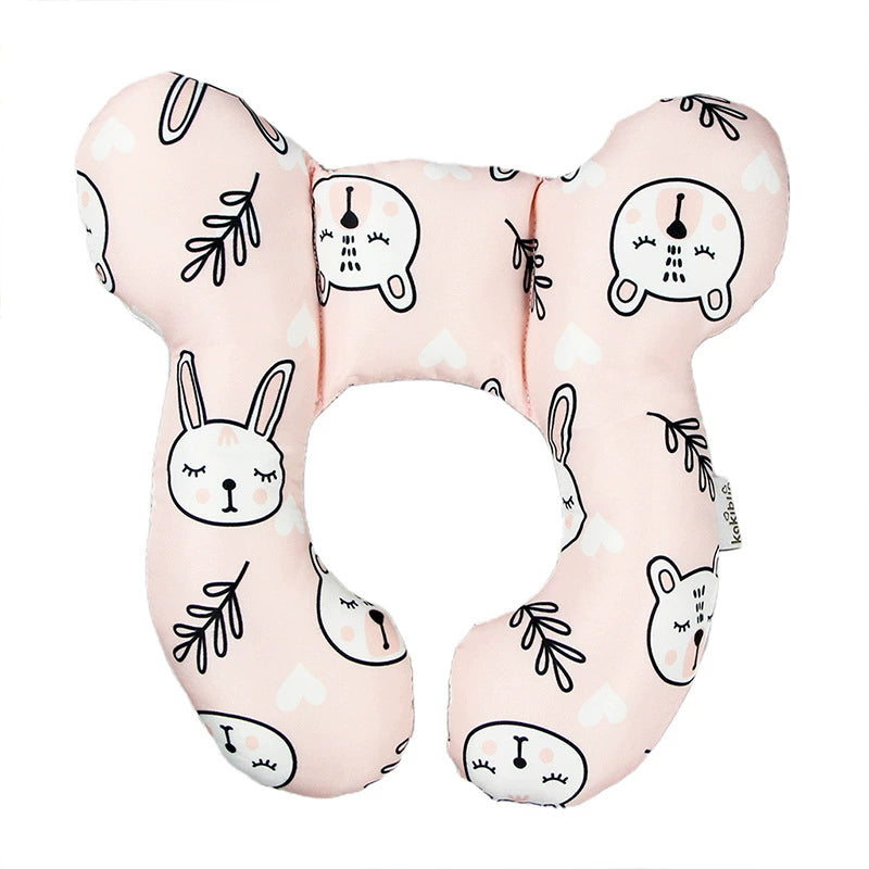 Cuscino Antiplagiocefalia Neonato Fantasia Orsetti e Conigli Rosa – Supporto Ergonomico Testa e Collo