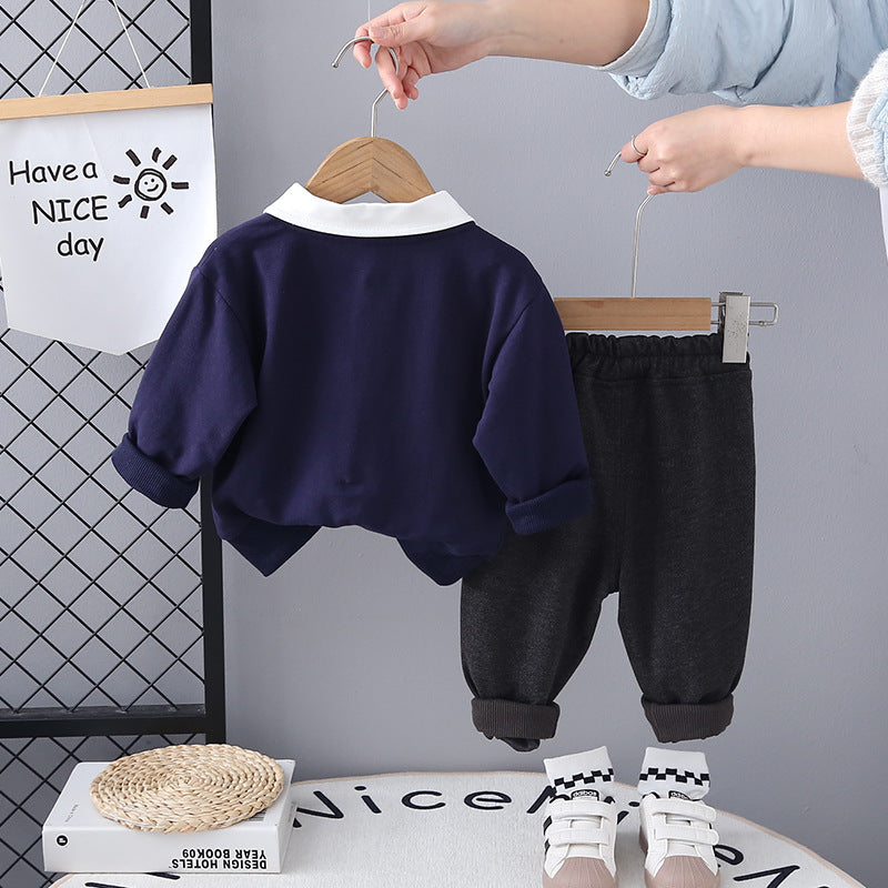 Completo Casual Bimbo "Cool Mood" Felpa con Colletto e Pantaloni