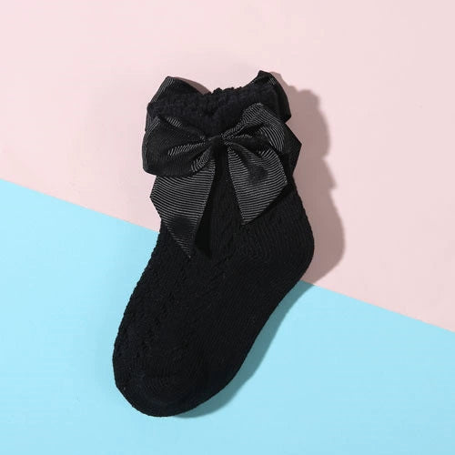 Calze Corte Bambina con Fiocco in Raso – Vari Colori