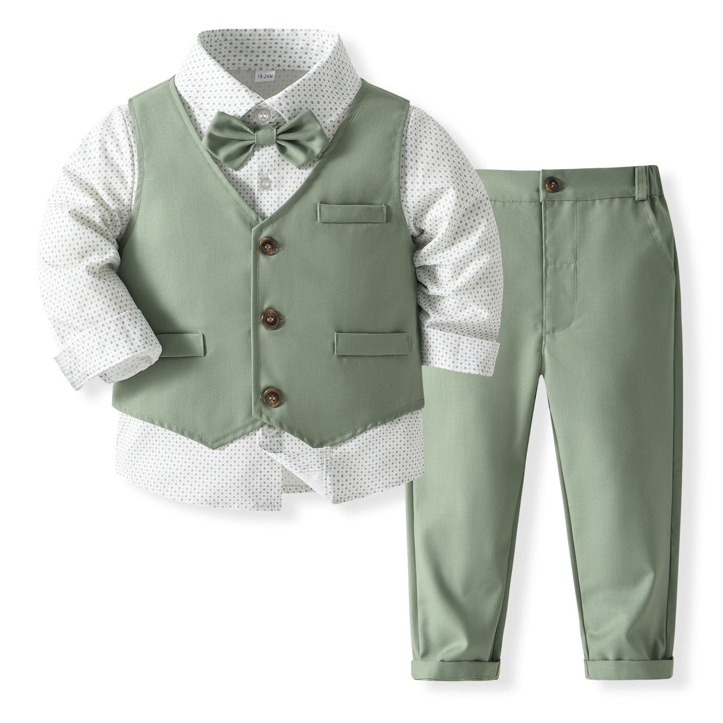 Completo Elegante 4 Pezzi per Bambino – Gilet, Camicia, Pantaloni e Papillon