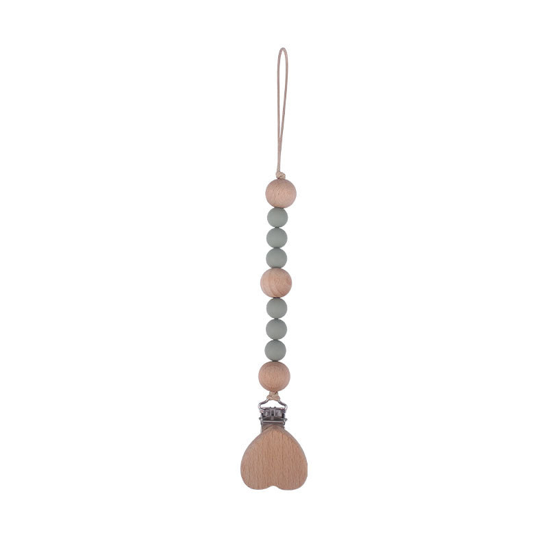 Portaciuccio in Legno e Silicone Cuore– Design Naturale con Perline