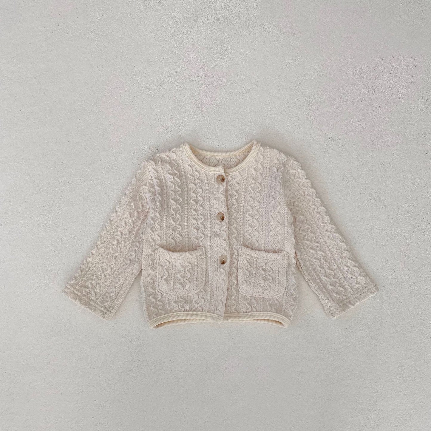 Completo Neonata/ Bimba Maglia Lavorata 2 Pezzi – Rosa o Panna