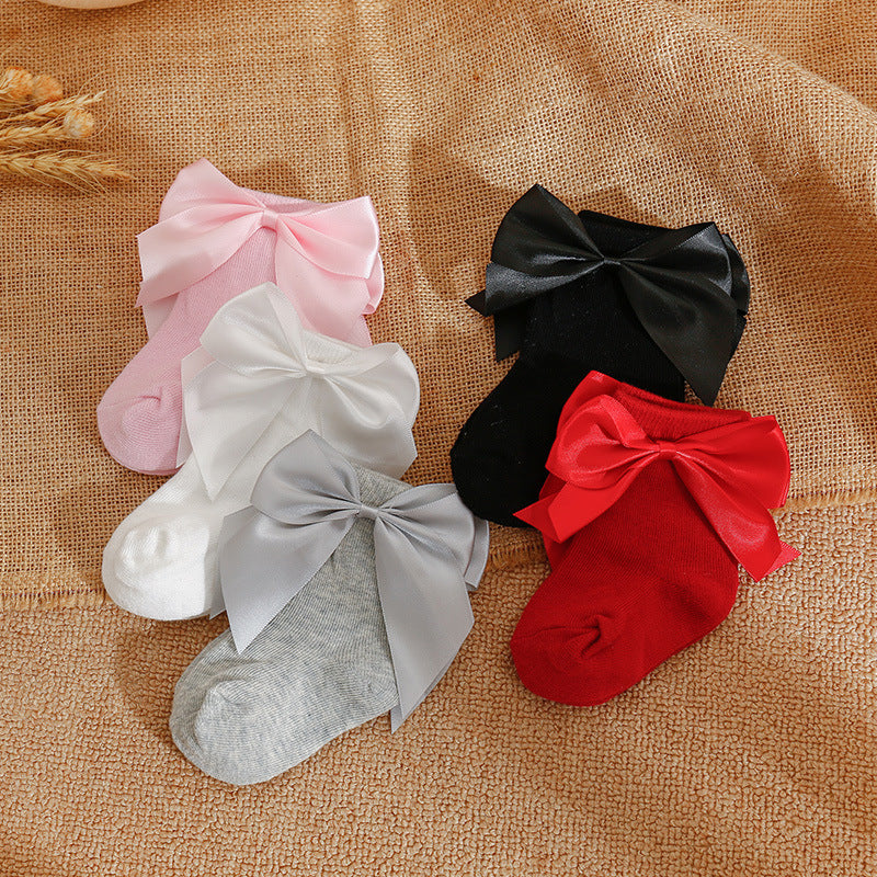 Calzini Eleganti per Bambina con Fiocco in Raso