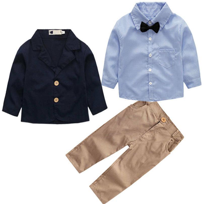 Completo Elegante Bambino 3 Pezzi Giacca, Camicia con Papillon e Pantaloni