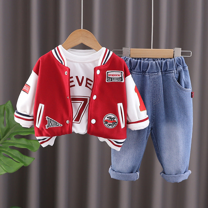 Completo Bimbo "Varsity Team" Giacca College, T-shirt e Jeans