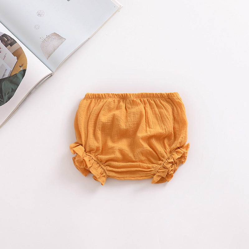 Pantaloncino/ Copri pannolino Bimba in Mussola di Cotone Con Fiocchi Laterali
