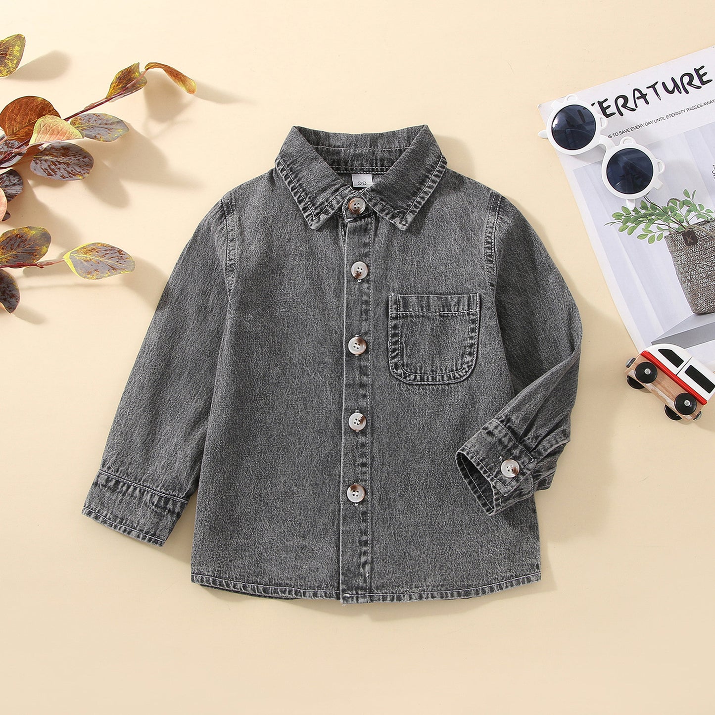 Camicia bimbo in jeans manica lunga – Modelli blu e nero slavato