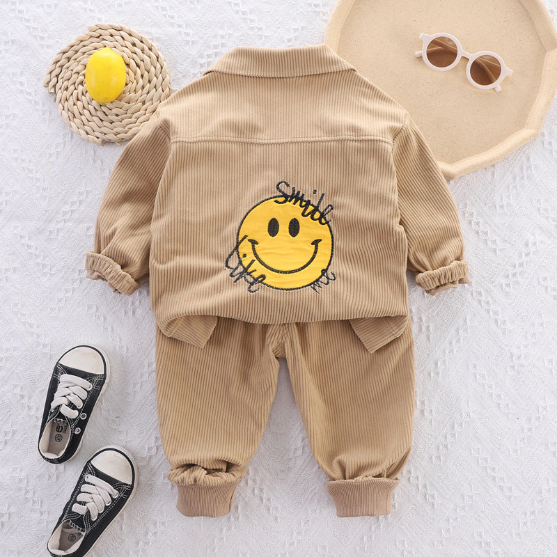 Completo bambino in velluto a coste con giacca, pantaloni e t-shirt - Stile Smile