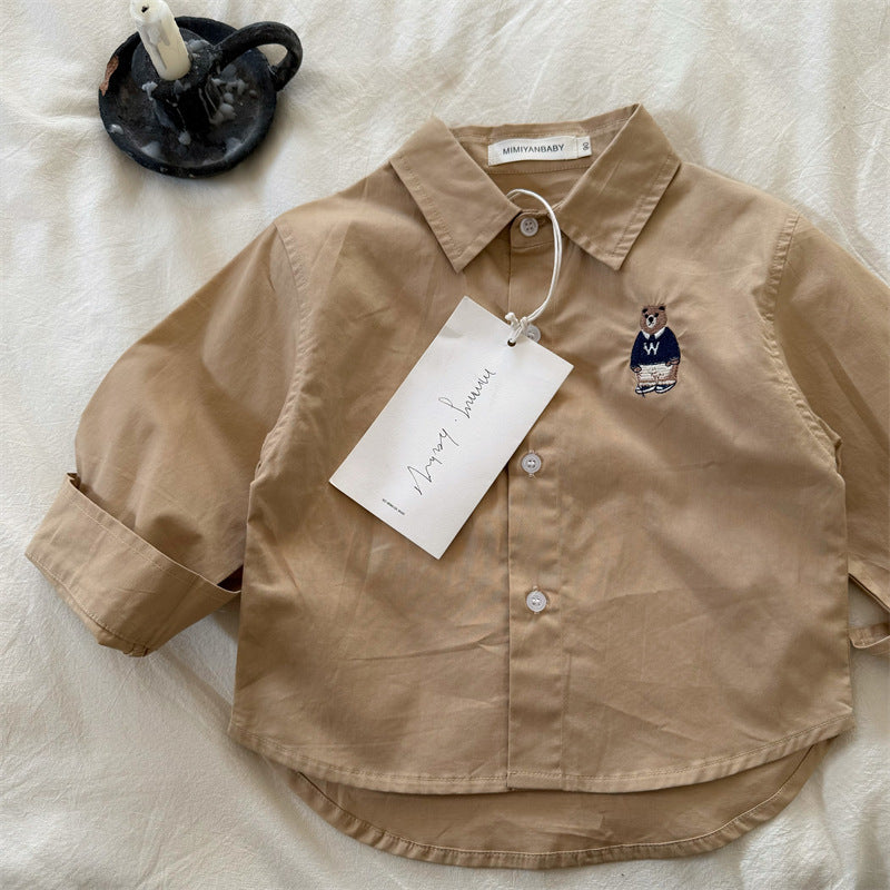 Camicia per Bambino con Ricamo Orsacchiotto