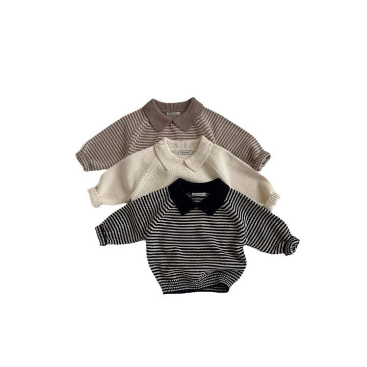 Maglioncino Bimbo a Righe con Colletto – Stile Classico
