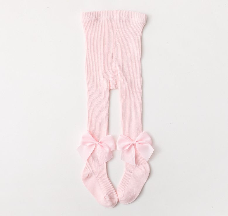 Collant Eleganti per Bambina con Fiocco in Raso vari colori caldo cotone