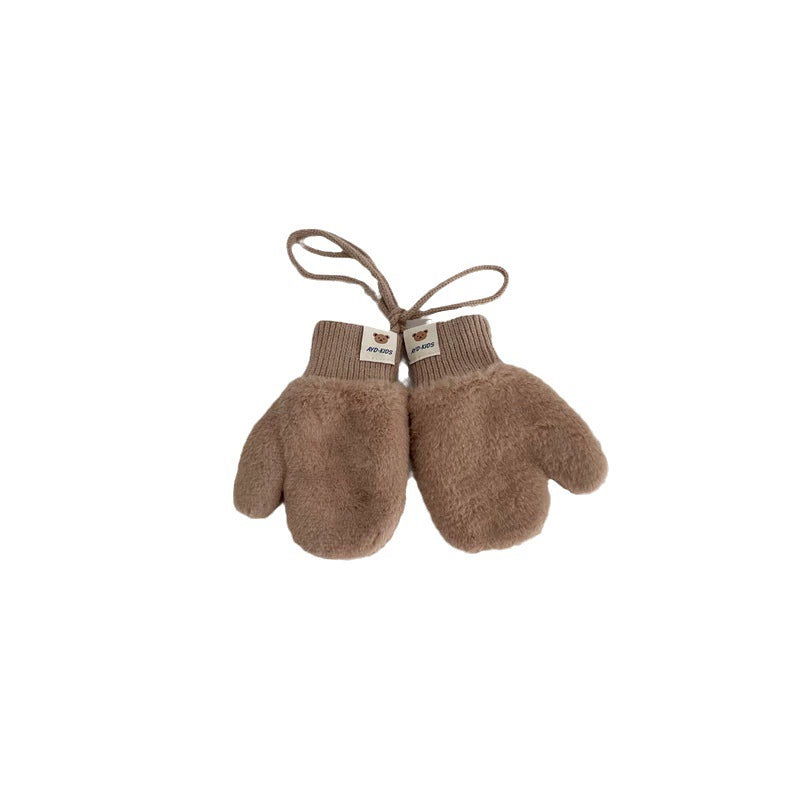 Guanti Bimbo in Peluche con Cordino –