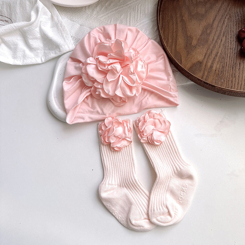 Set Fascia e Calzini Eleganti con Fiori in Raso