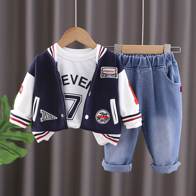 Completo Bimbo "Varsity Team" Giacca College, T-shirt e Jeans