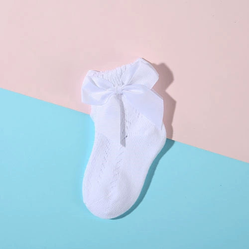 Calze Corte Bambina con Fiocco in Raso – Vari Colori