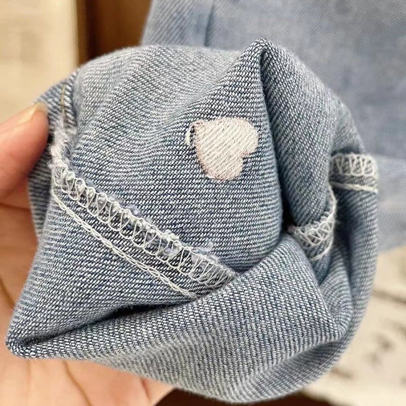 Jeans bimba in denim con cuoricini