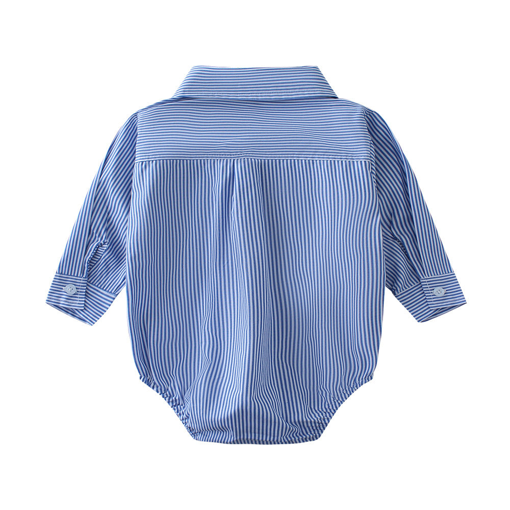 Body Camicia Elegante a Righe con Papillon Stile Baby Gentleman