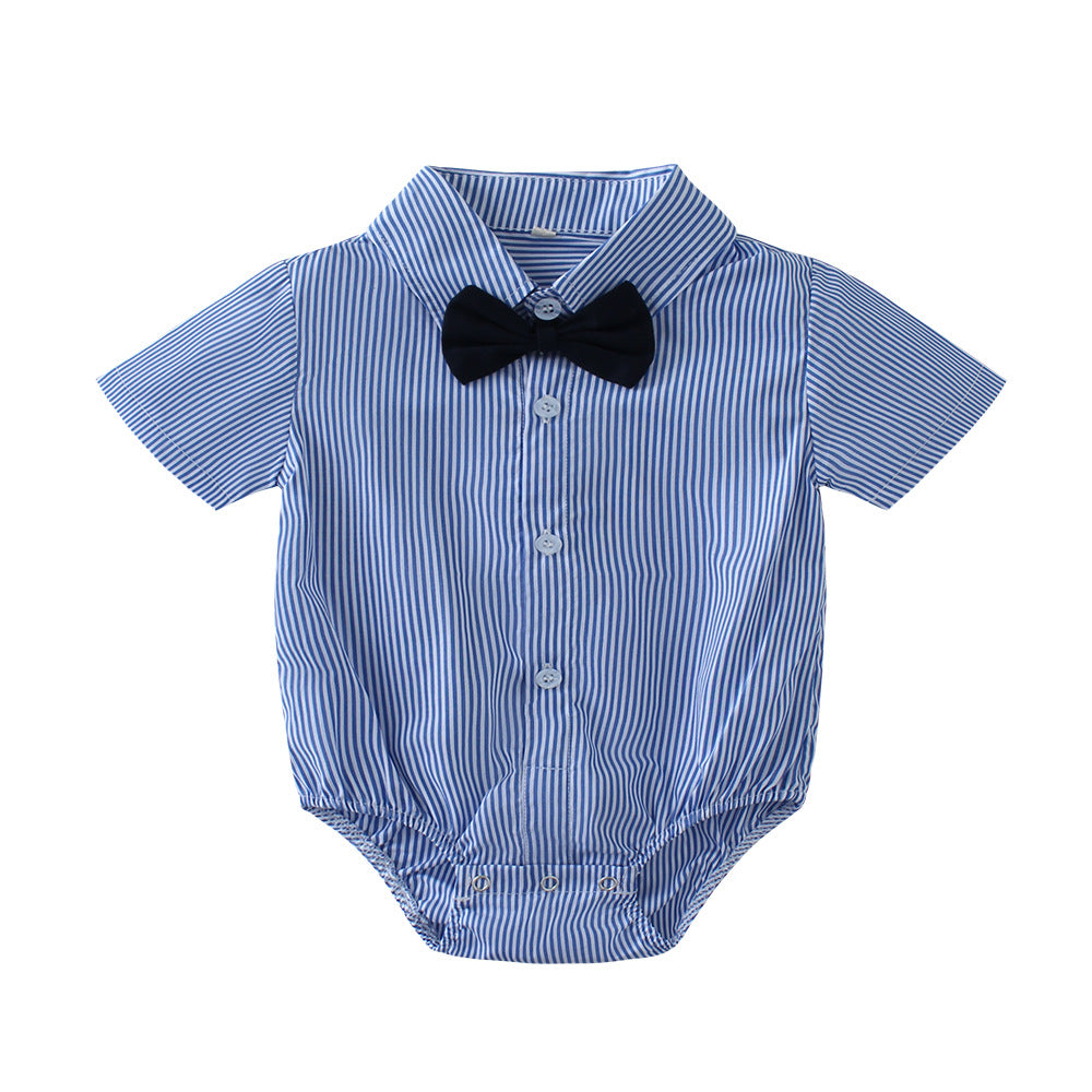 Body Camicia Elegante a Righe con Papillon Stile Baby Gentleman