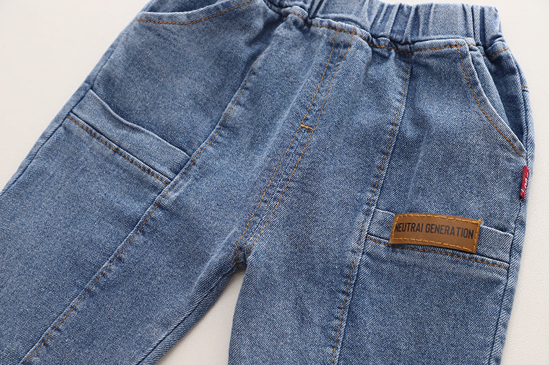 Completo Bimbo Casual - Polo Gialla con Stampa Orsetti e Jeans 95 % cotone