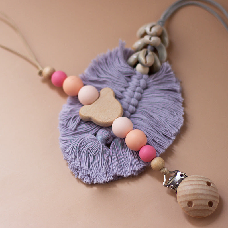 Portaciuccio in Legno e Silicone Orsetto – Design Naturale con Perline