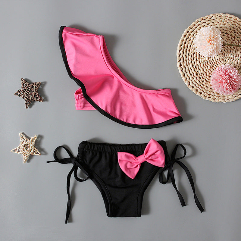 Costume bambina 2 pezzi Monospalla con maxi volant