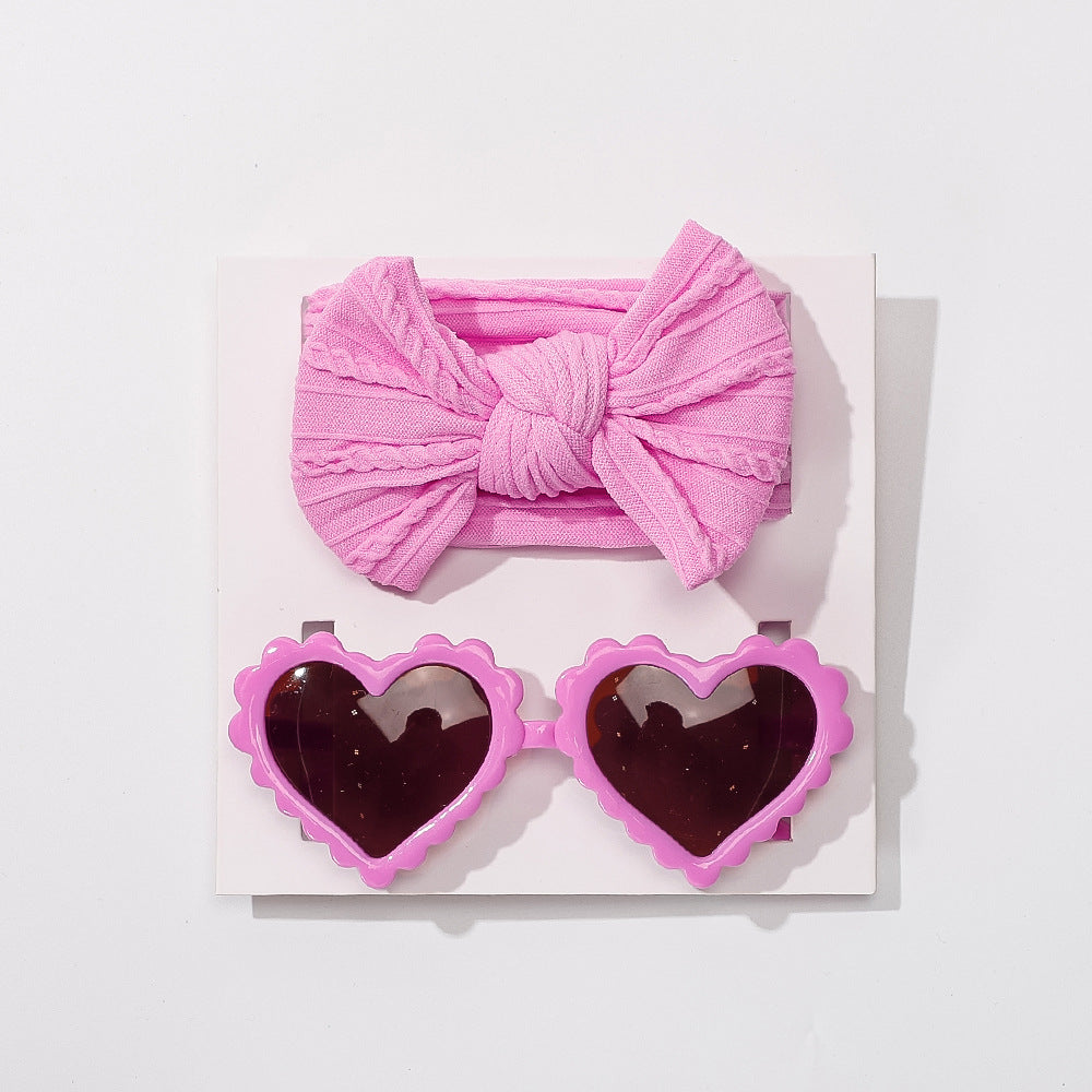 Set Fascia con Fiocco e Occhiali a Cuore per Bambina – Look Completo da Piccola Star