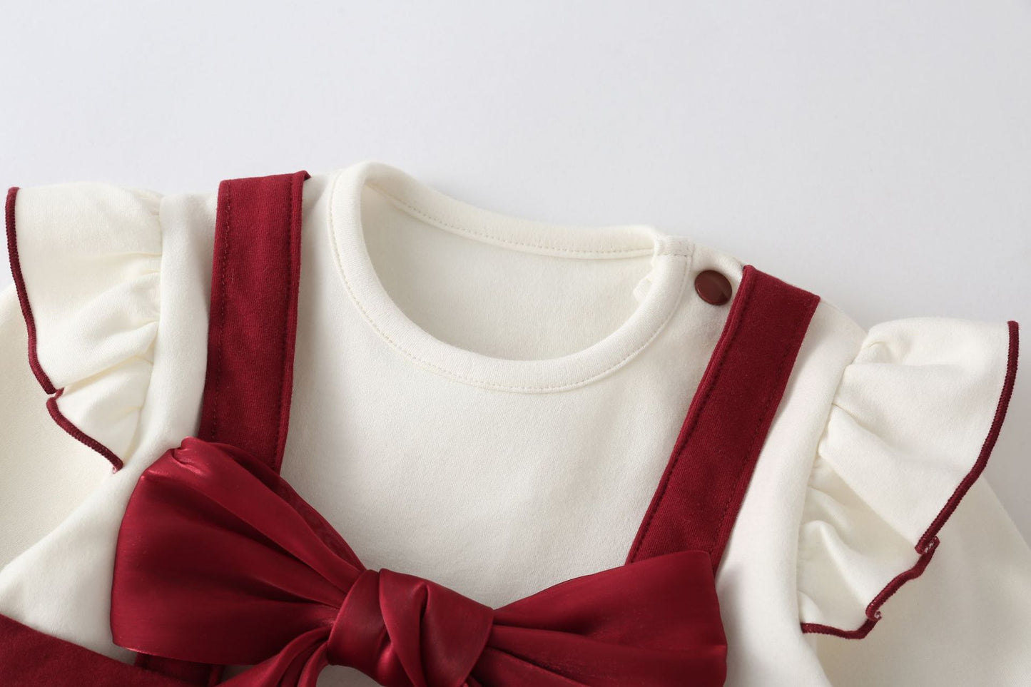Tutina Completo Invernale Neonato 2 Pezzi con Fiocco e Cappellino – Rosso