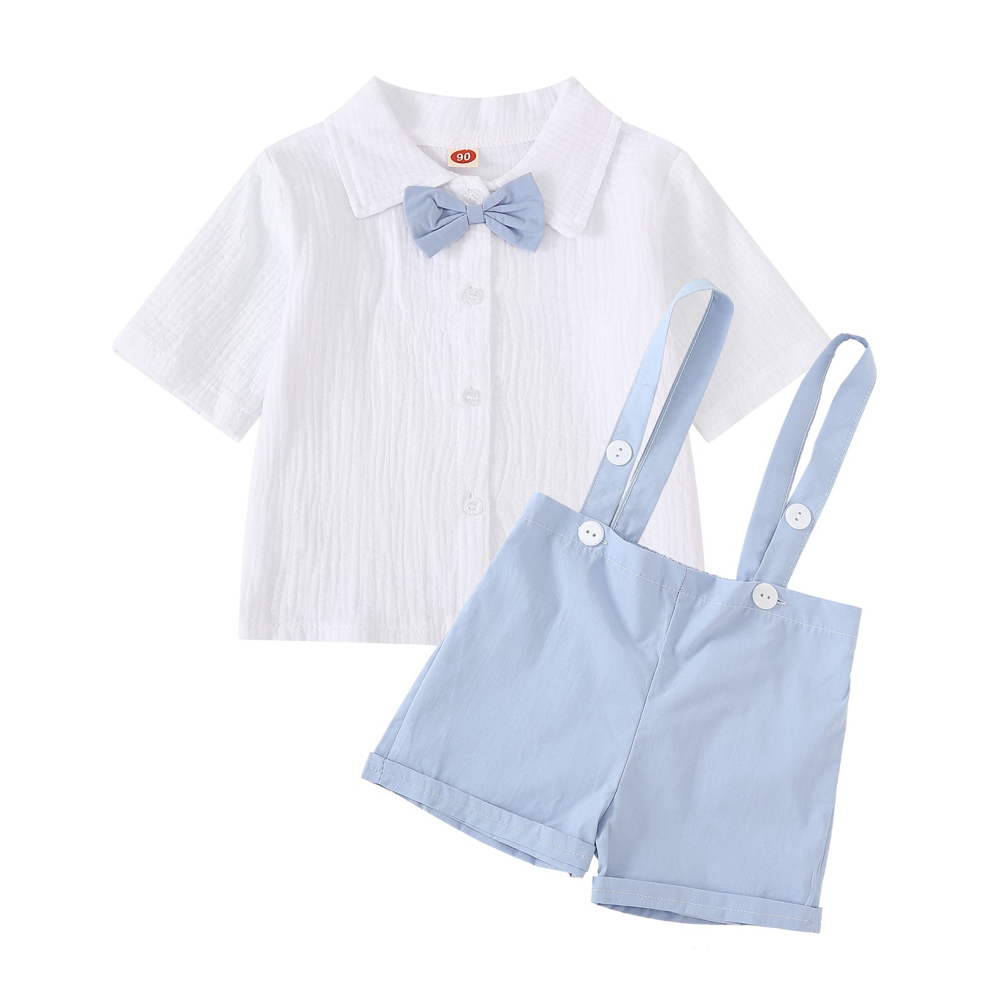 Completo Estivo Neonato con Camicia e Bretelle 100% lino