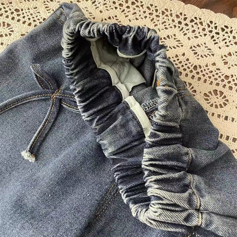 Jeans bimba in denim con fiocchi