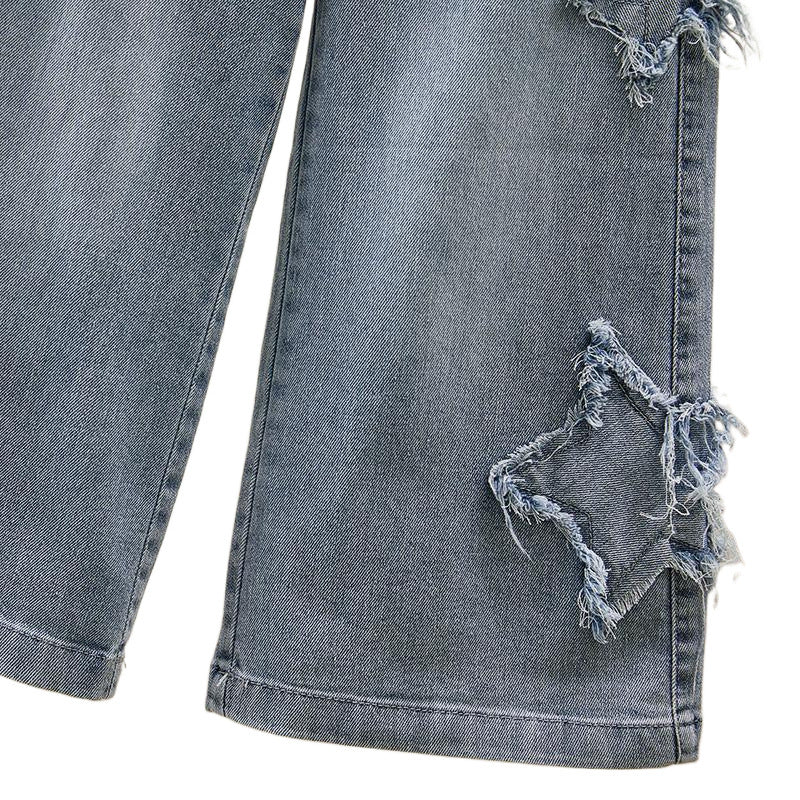 Jeans Strappati con Stelle e Dettagli Gioiello