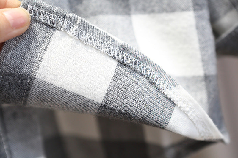 Camicia a Quadri per Bambini Modello Oversize con Patch Ricamata