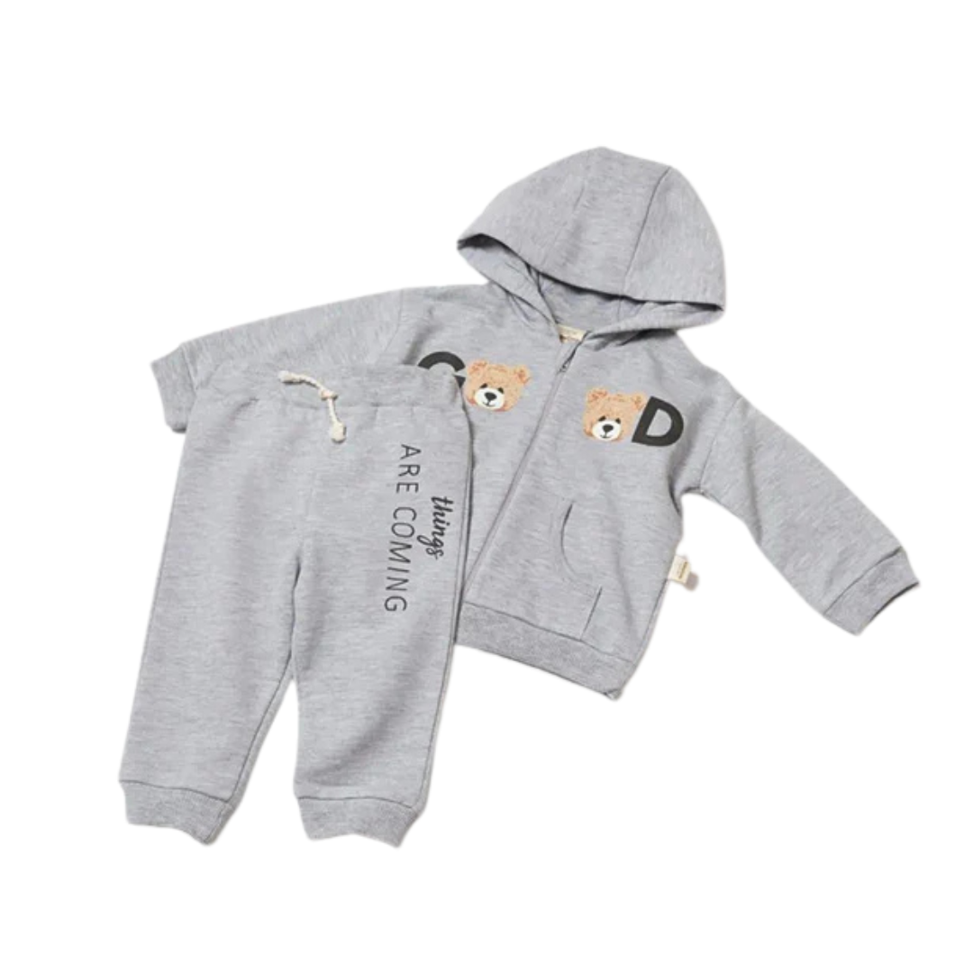 Tuta 100 Cotone Organico Orso grigio